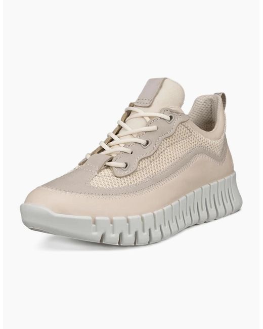 Ecco White Gruuv Leather & Textile Trainers