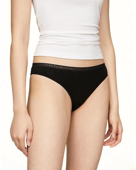 Tommy Hilfiger Black 3-Pack Logo Lace Thongs, /Misty Blush