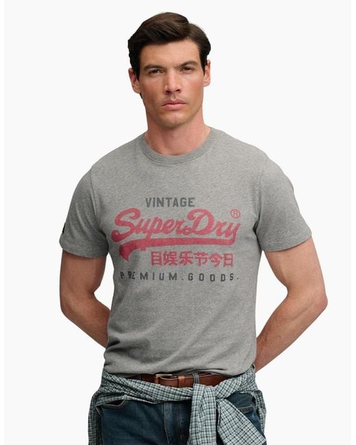 Superdry Gray Vintage Logo Heritage Short Sleeve T-Shirt for men