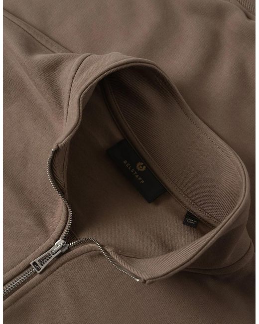 Belstaff Brown Patch Logo 1/4 Zip Sweatshirt Tan for men