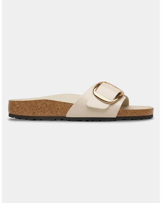 Birkenstock Madrid White Big Buckle Natural Patent Leather Sandals