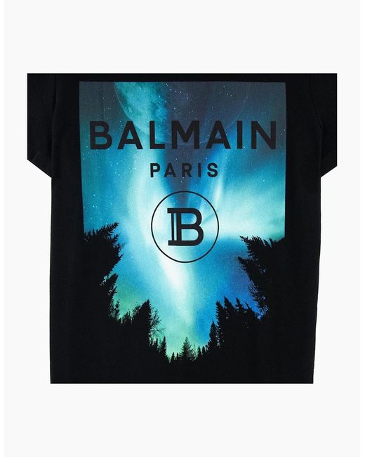 Balmain Black Moon Print T Shirt for men
