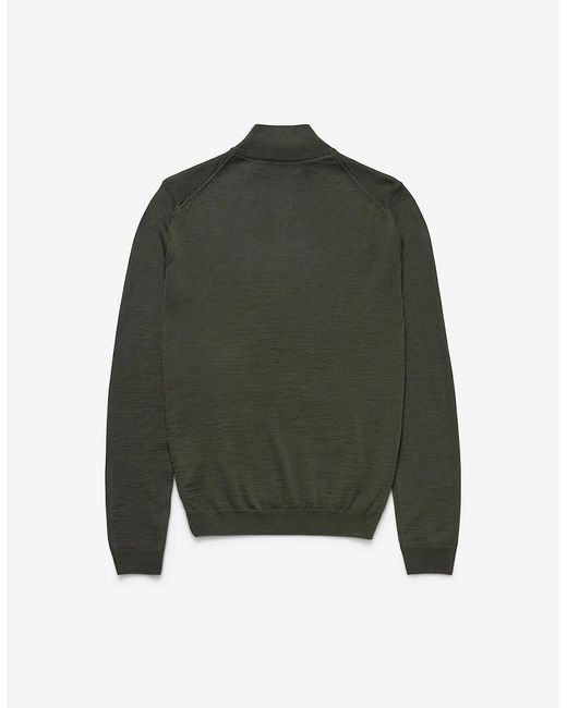 Oliver Sweeney Green Merino Wool Quarter Zip Jumper for men