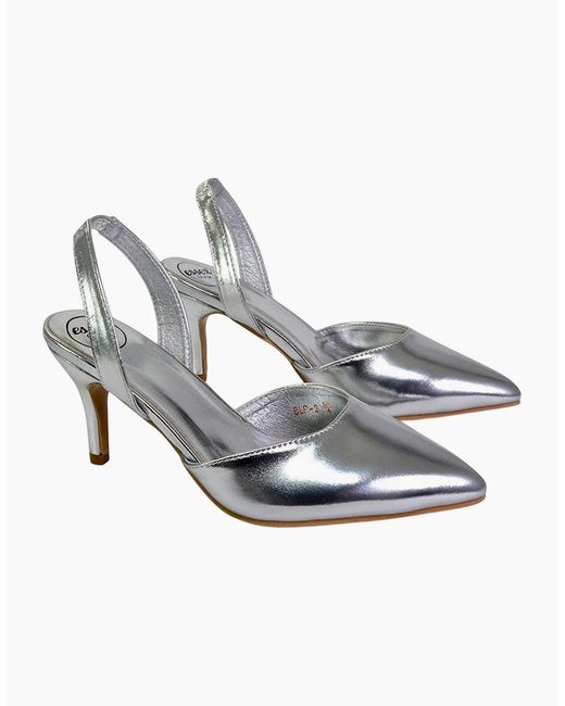 XY London Ladies Imogen Metallic Sling Back Court Shoes