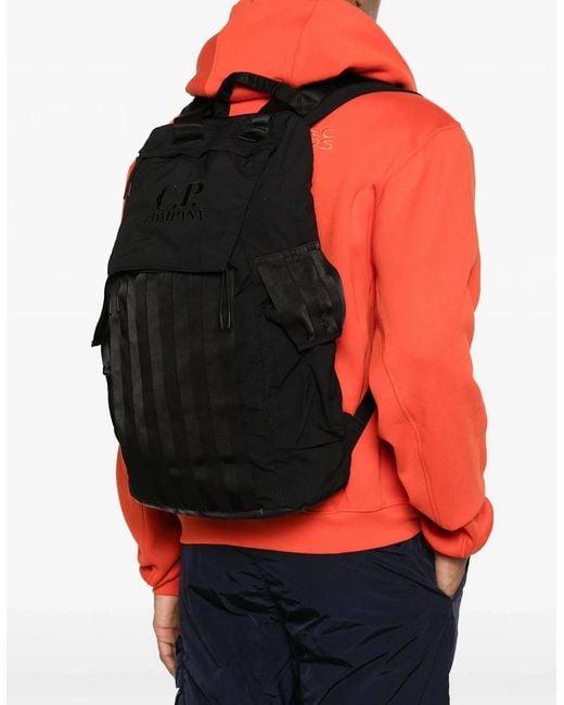 C P Company Black Branded Backpack for men