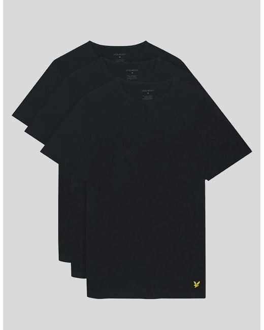 Lyle & Scott Black 3-Pack Lounge T-Shirts for men