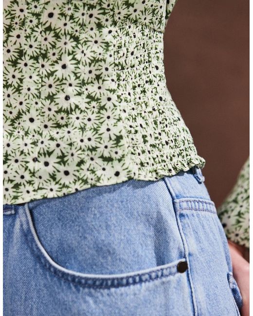 Ro&zo Blue Ditsy Pintuck Blouse
