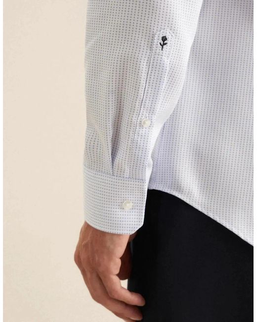 Seidensticker White Slim Fit No Iron Spread Kent Structured Pattern Business Shirt Light for men