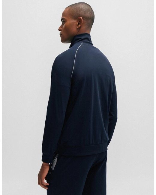 Boss Blue Boss Mix & Match Stretch Cotton Zip-Up Jacket With Logo Detail Nos for men
