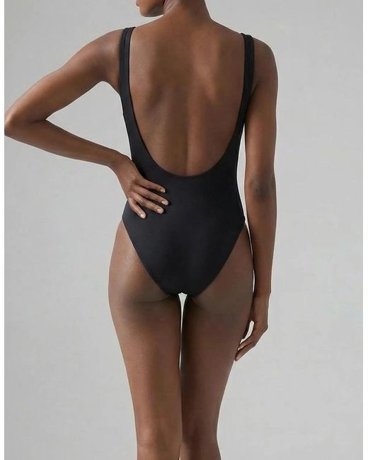 Oceanus Black Misty Tropical High Leg Swimsuit