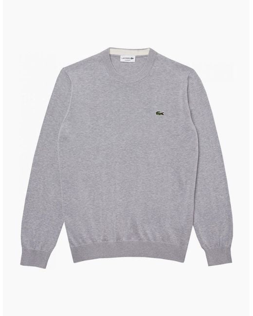 Lacoste Gray Cotton Crew Neck Knit for men
