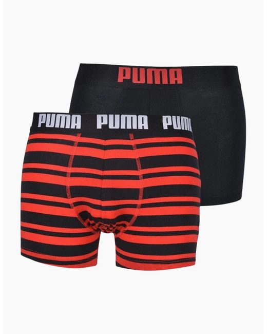 PUMA Red 2-Pack Heritage Stripe Boxer Briefs for men