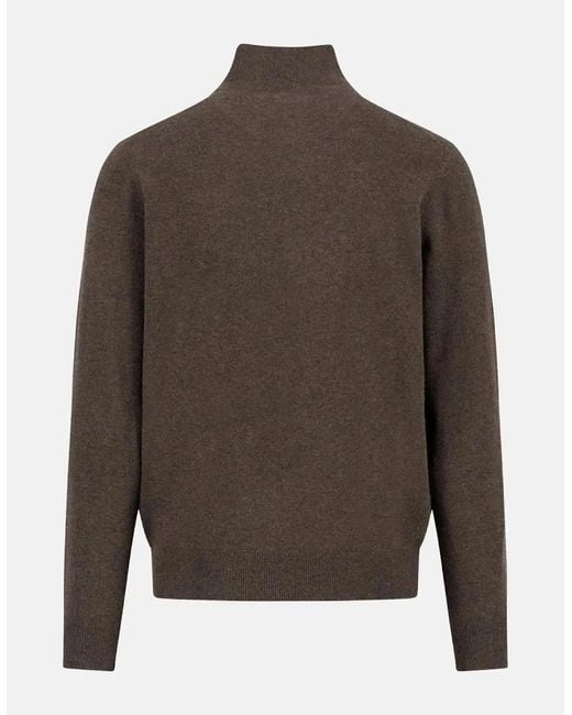 Fynch-Hatton Gray Fine Knit Cotton 1/4 Zip Sweater Dark Chocolate for men