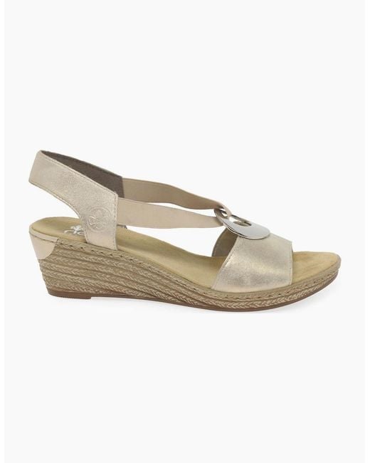 Rieker White Alula Wedge Heel Sandals
