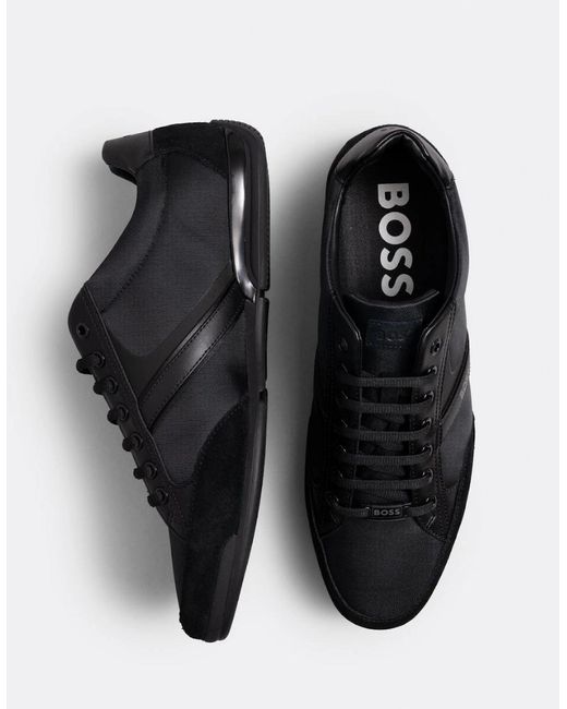 Boss Black Boss Saturn Low Profile Mixed Material Trainers With Suede And Faux Leather Nos for men