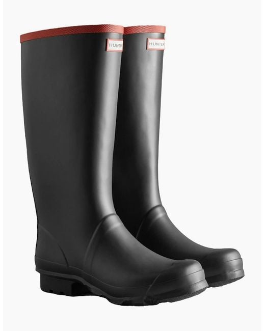 Hunter Black Argyll Full Knee Wellingtons