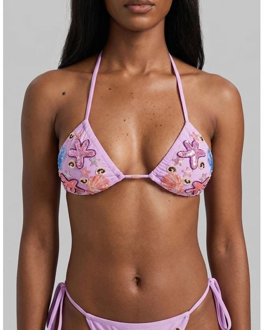 Oceanus Fia Tropical Hand Embroidered Bikini Bottom