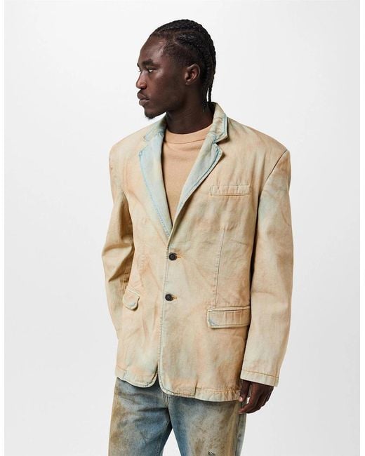 DIESEL Natural Solid Patterned Denim Jacket for men