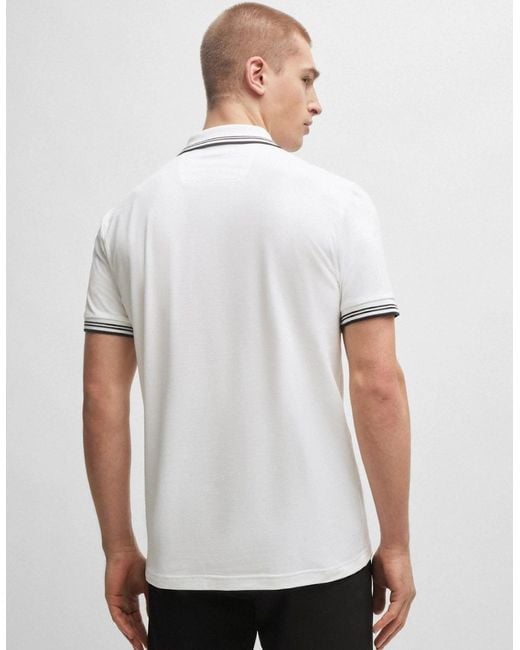 Boss White Boss Paul Short Sleeve Polo Shirt With Contrast Tipping Nos for men