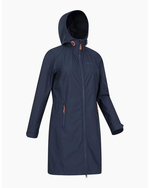 Mountain Warehouse Blue Ladies Ioana Longline Soft Shell Jacket