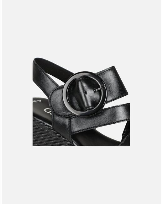 Gabor Black Drama Wedge Heel Sandals