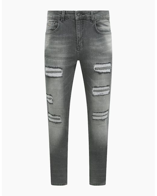Magrit Gray Douai Ripped Patch Jeans for men
