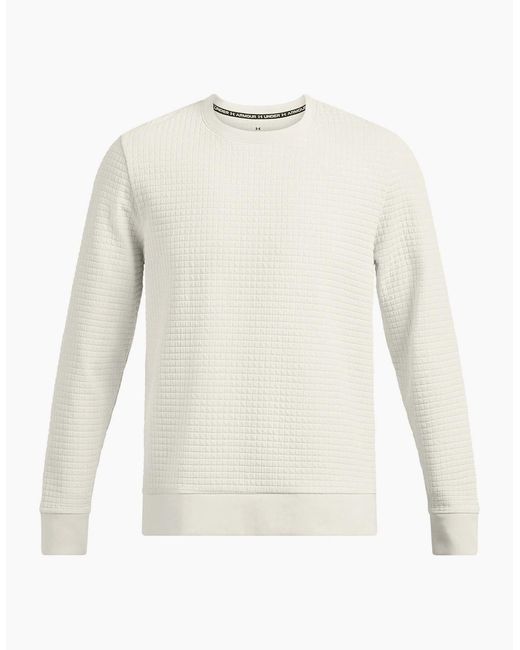 Under Armour White Unstoppable Crew Neck Ribbed Collar Long Sleeve Sweater for men