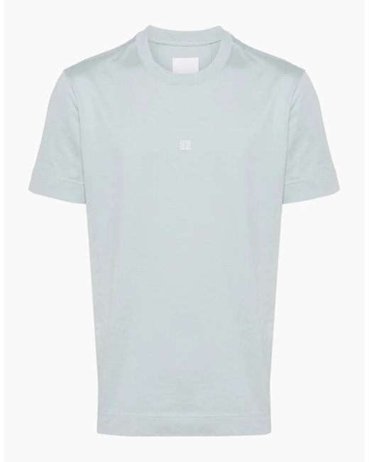 Givenchy Blue 4G Logo Embroidered T-Shirt Mineral for men