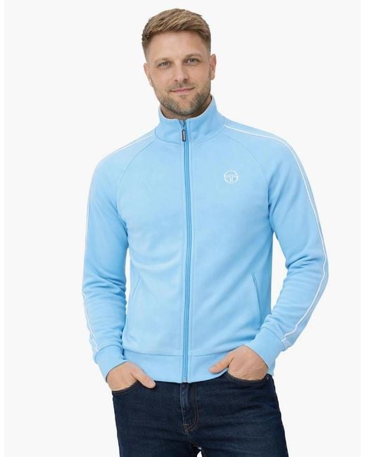 Sergio Tacchini Blue Tasso Velour Track Top Jacket Baltic Sea for men