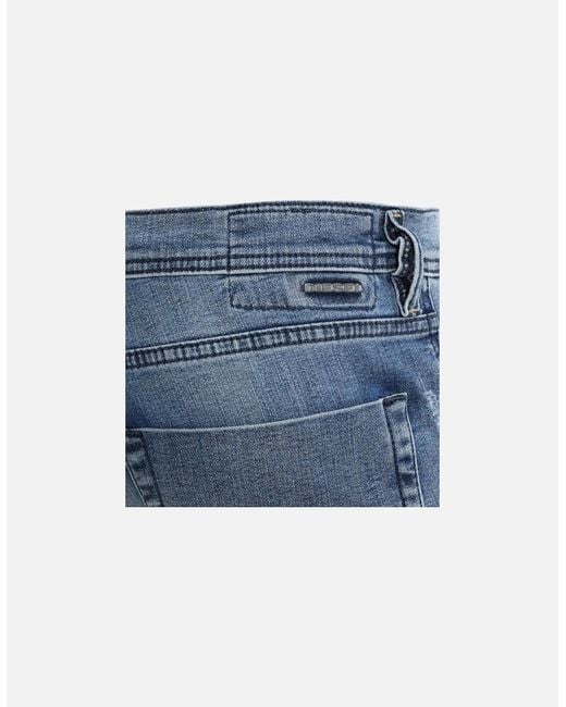 DIESEL Blue Tepphar 084Qs Denim Jeans Distressed Stretch Slim Carrot Fit for men