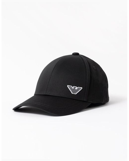 Emporio Armani Black Cap With Eagle Logo for men