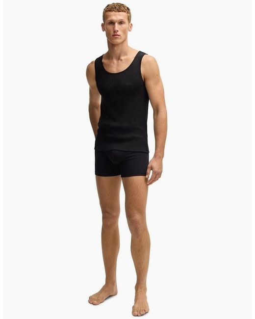 Boss Black Scoop Neck Regular Fit Rib Tank for men