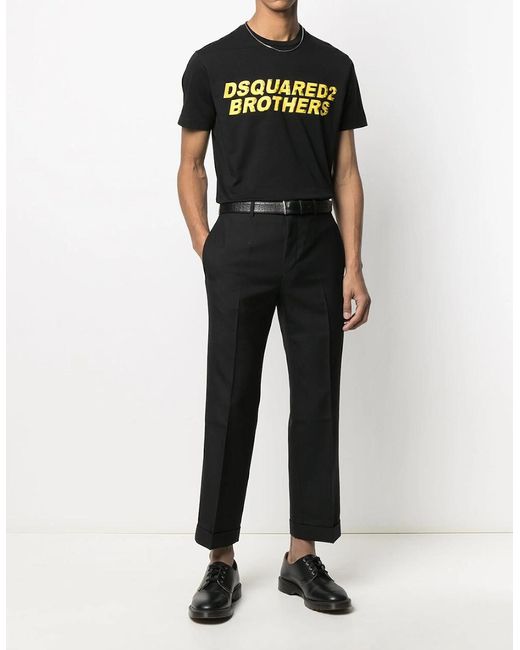 DSquared² Black Fade Logo Brothers T-Shirt for men