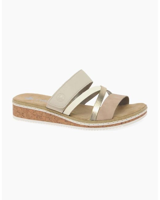 Rieker White Faye Low Wedge Sandals