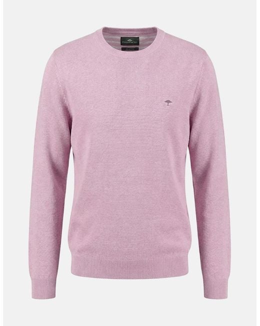 Fynch-Hatton Pink Fine Knit Air Cotton Crewneck Sweater Magnolia for men