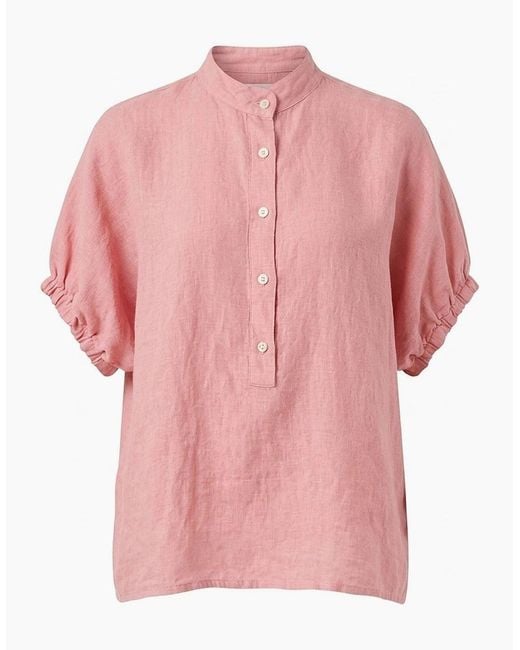 James Lakeland Pink Relaxed Linen Blouse
