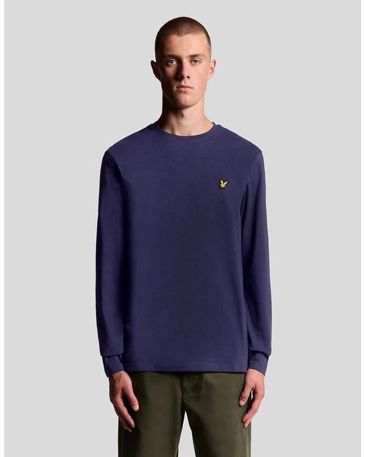 Lyle & Scott Blue Long Sleeve Cotton T-Shirt for men