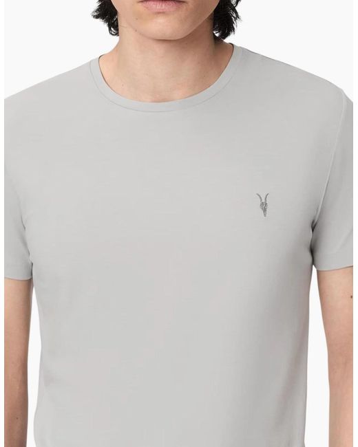 AllSaints White T Shirts Lycra Stretch Cotton Crew Neck Short Sleeve Summer Tee for men
