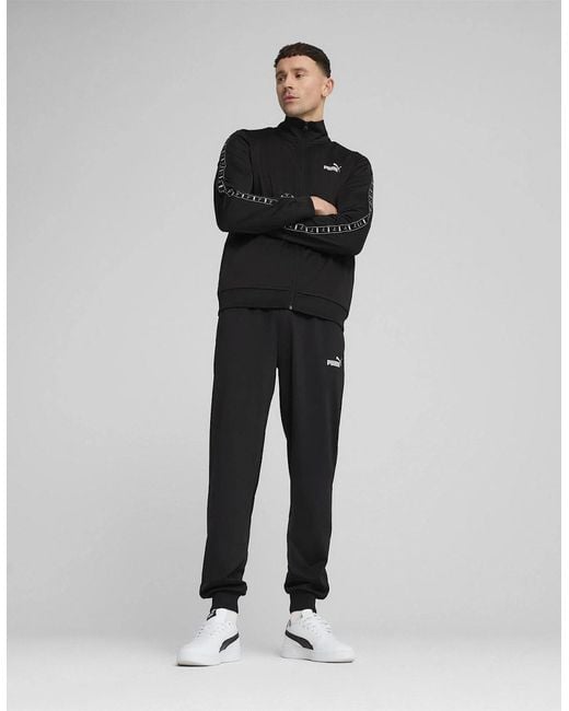 PUMA Black Poly Tape Suit Full Tracksuit for men