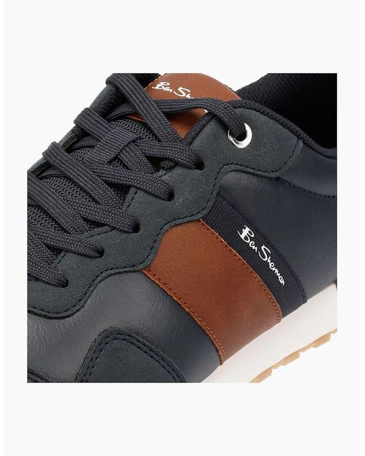 Ben Sherman Blue Owen Retro /Tan Trainers for men