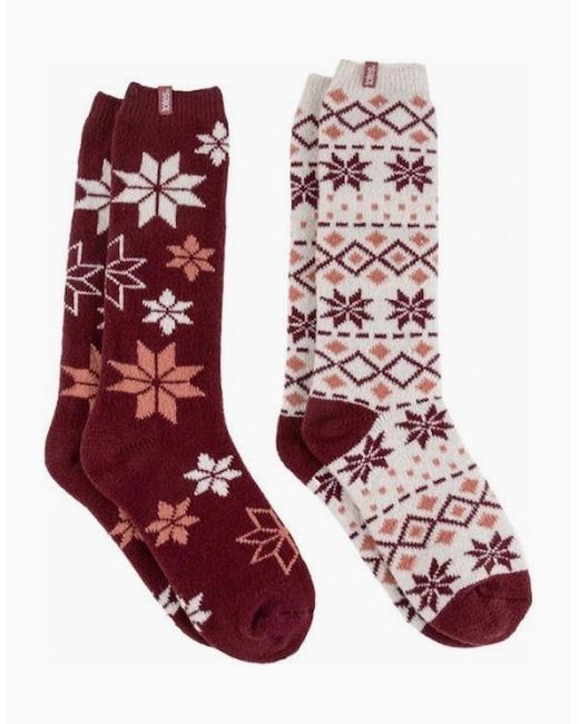 Totes Red Isotoner Knee High Supersoft Boot Socks Berry