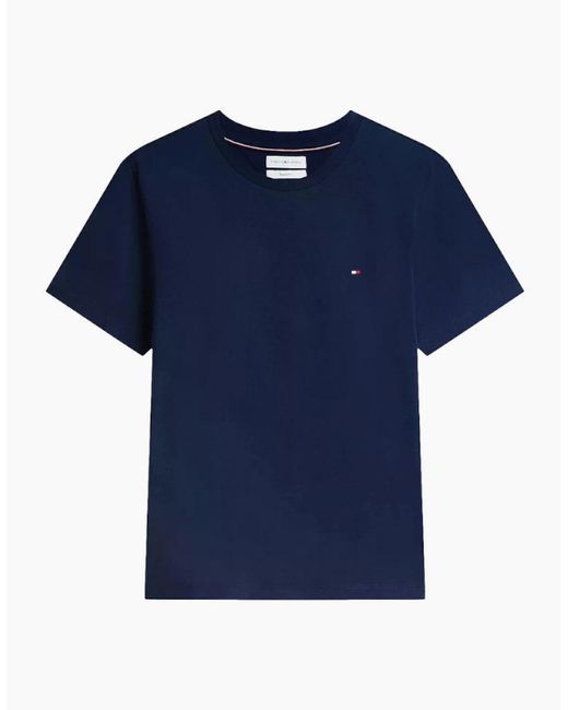 Tommy Hilfiger Blue Flag Embroidery Crew Neck T-Shirt Dcc Carbon for men