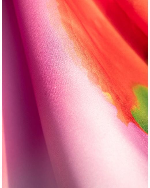 Ro&zo Pink Petite Margot Rose Print Halter Neck Dress