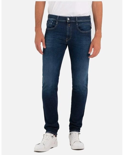 Replay Blue Recycle 360*Hyperflex Mid Stretch Slim Fit Jean 007 for men