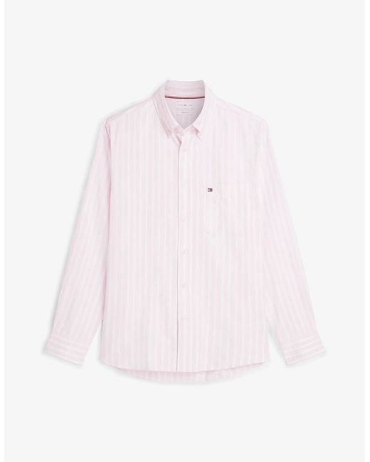 Tommy Hilfiger White Heritage Oxford Long Sleeve Striped Shirt for men