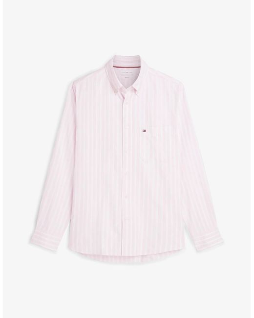 Tommy Hilfiger White Heritage Oxford Long Sleeve Striped Shirt for men