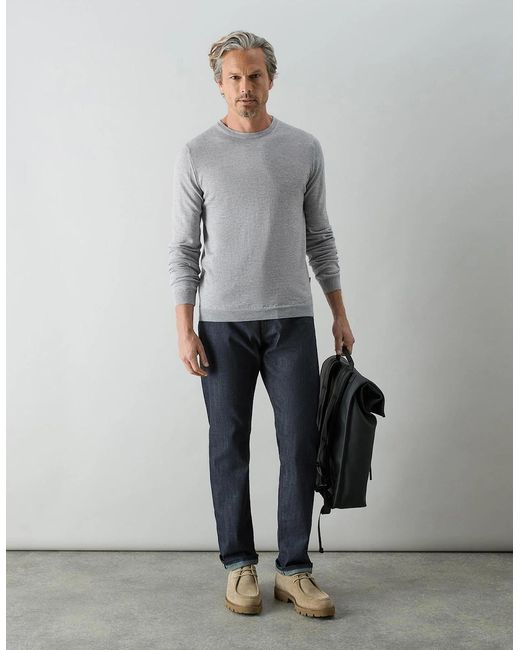Oliver Sweeney Gray Merino Wool Crew Neck Jumper for men