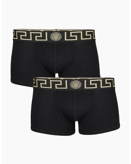 Versace Black 2-Pack Low Rise Greca Border Boxer Trunks for men