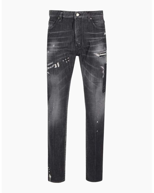 DSquared² Gray 642 Denim Paint Splash Denim Pants for men