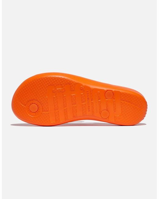 Fitflop Orange Iqushion Sparkle Toe Post Sandals Pop